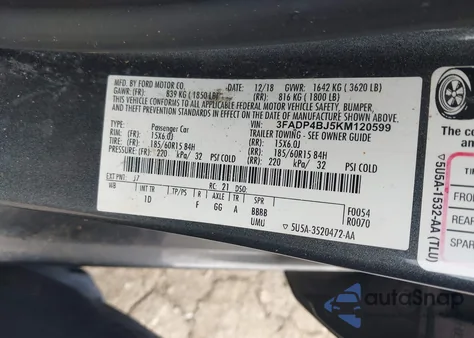 2019 Ford Fiesta Se from USA, damaged, VIN 3FADP4BJ5KM120599